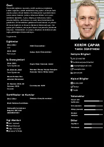 Tarih Öğretmeni Cv Örnekleri cv indir